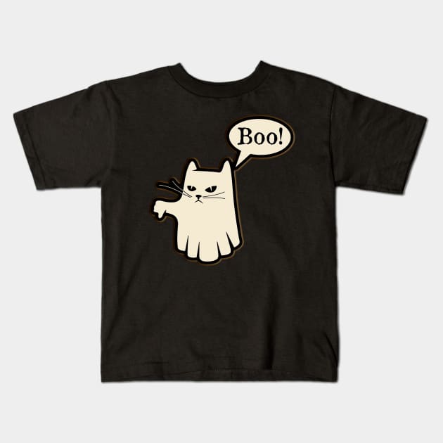 Cute Spirits Ghost Cat of Disapproval the ghost of disapproval Kids T-Shirt by masterpiecesai